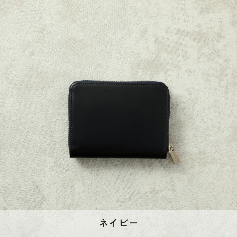 ラウンドファスナー二つ折り財布（コードバン） ネイビー