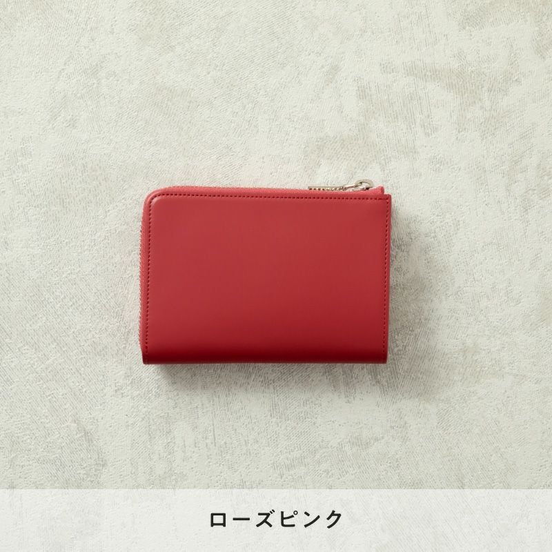L字ファスナー二つ折り財布（コードバン） ローズピンク