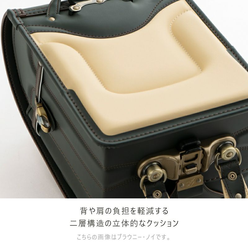 【2027年ご入学向け】レイブラック・ノイ（人工皮革）黒×レッド　背や肩の負担を軽減する2層構造の立体的なクッション