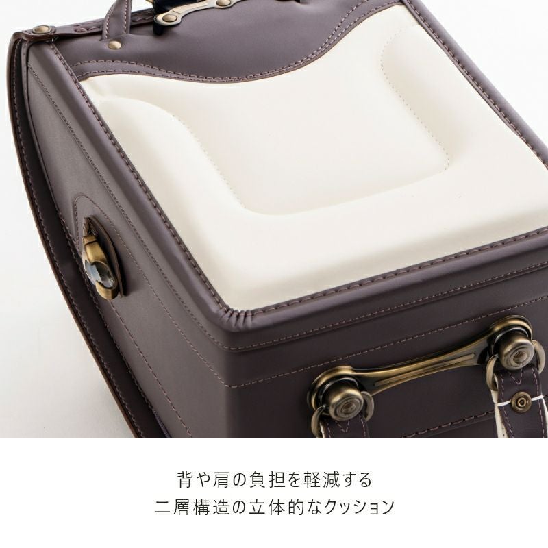 【2027年ご入学向け】香久山（牛革）アッシュブルー　背や肩の負担を軽減する2層構造の立体的なクッション